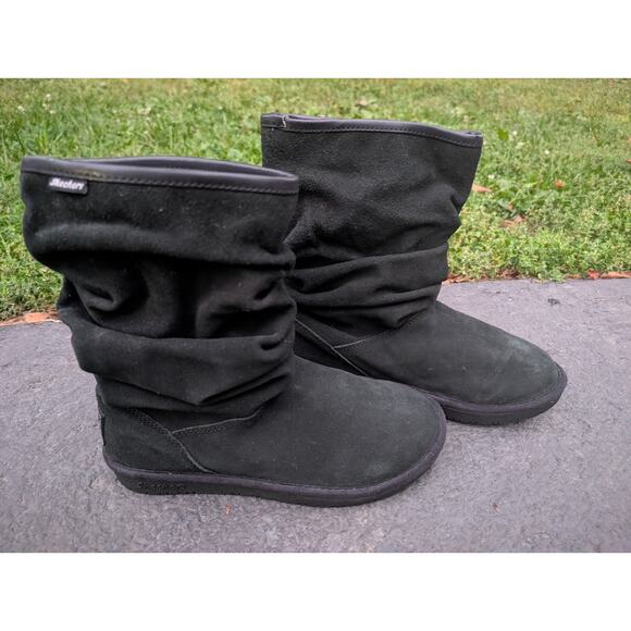 Skechers Australia Shelbys-Helsinki Suede Slouch Boots Faux Fur Lining size 7.5 - Picture 1 of 5
